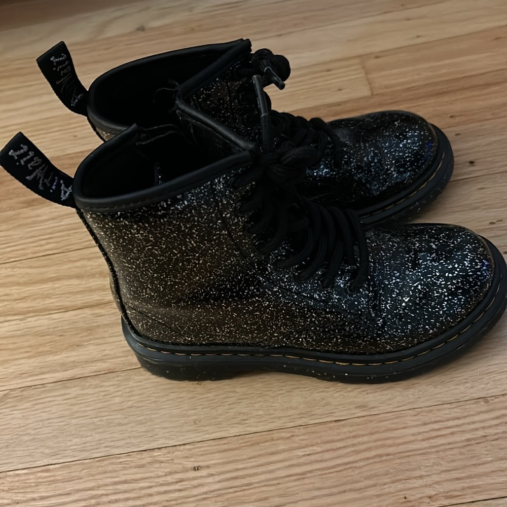 Kids Glitter Black Boots